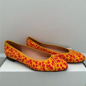 J. Crew Yellow and Pink Floral Flats